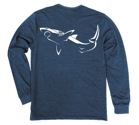 Great White Shark Long Sleeve T-Shirt Build-A-Shirt (Back / NH)