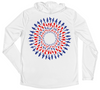 Men's Long Sleeve Red White & Blue Great White Shark Mandala Hooded Sun Shirt