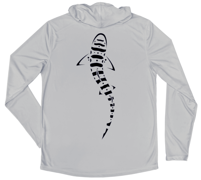 Men's Long Sleeve Leopard Shark Hooded Sun Shirt