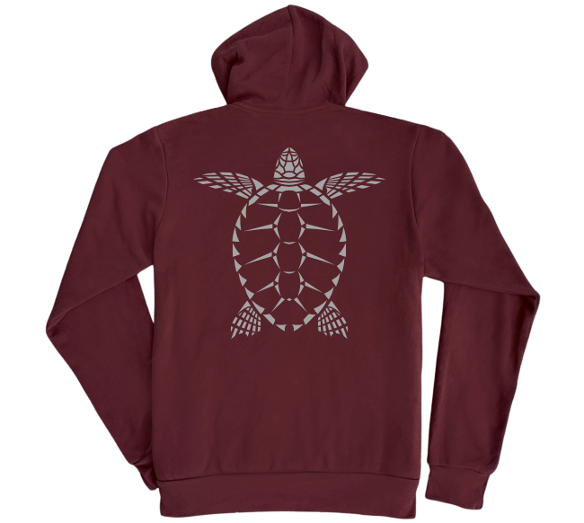 Sea Turtle Pullover Hoodie Maroon