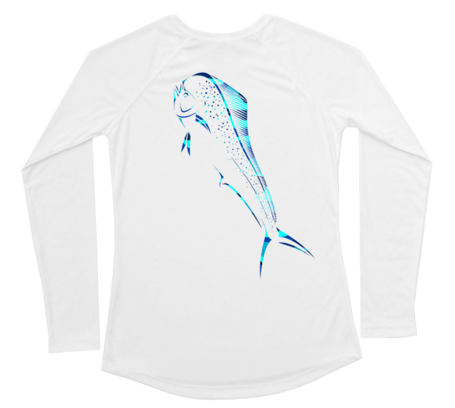 Womens Long Sleeve UV Water Camouflage Bluefin Tuna Swim Shirt