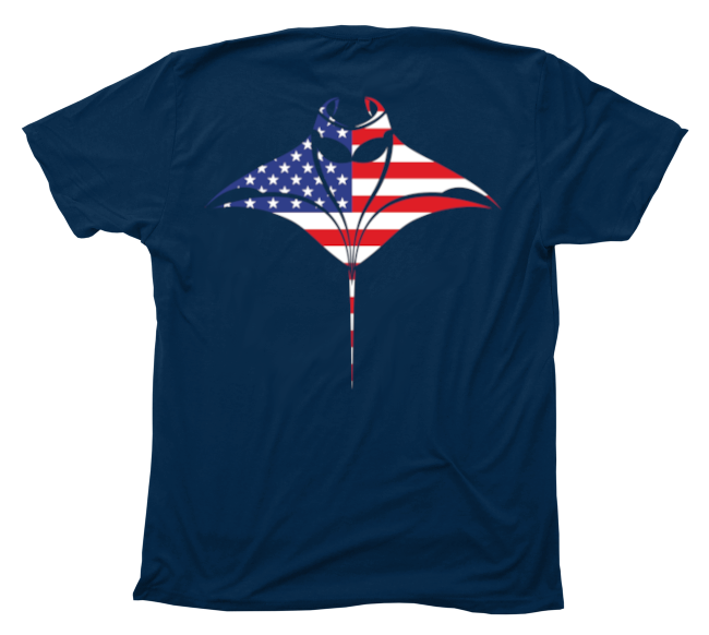 Manta Ray American Flag Navy T-Shirt