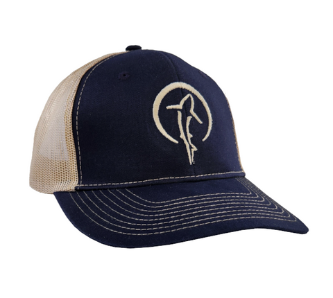 Shark Zen Trucker Cap, Khaki Rich Navy Snapback Hat