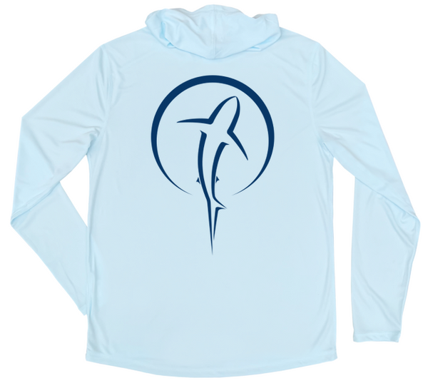 Men's Long Sleeve Shark Hooded Sun Shirt - Arctic Blue – Shark Zen