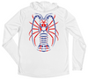 Men's Long Sleeve Red White & Blue Spiny Lobster Hooded Sun Shirt