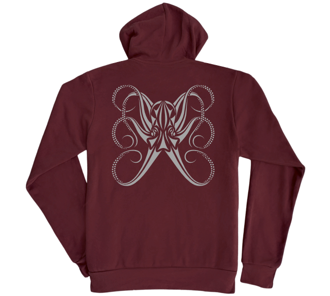 Octopus Pullover Hoodie Maroon