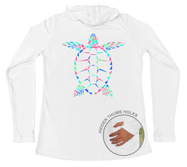 Womens Long Sleeve Tropical Sea Turtle Performance Hoodie