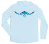 Men's Long Sleeve Hawksbill Sea Turtle Hooded Sun Shirt - Arctic Blue