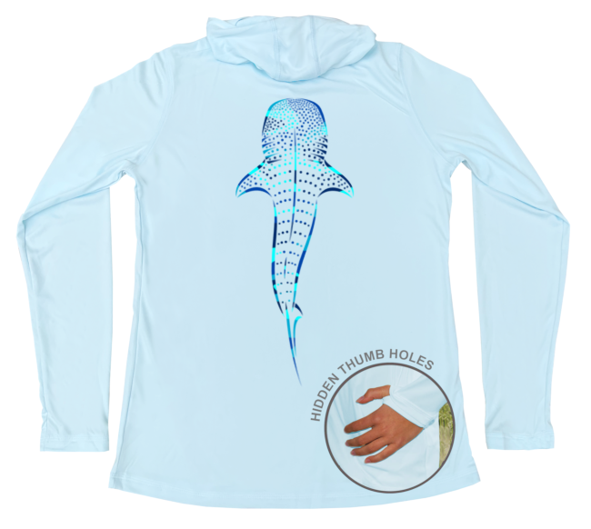 Womens Long Sleeve Water Camouflage Whale Shark UV Hoodie