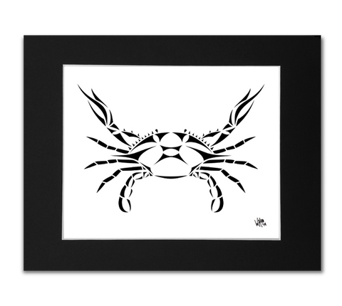 Blue Crab Black and White Art Print, designed by artist Billy Walsh