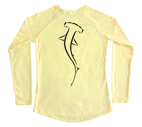 Ladies Swim Shirt | Hammerhead Shark UV Protective Sun Shirt XX-Large / Pale Yellow