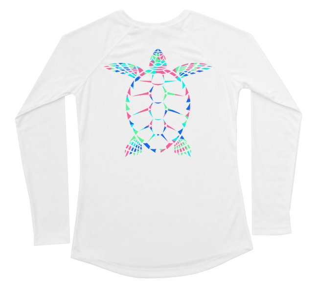 Womens Long Sleeve UV Water Camouflage Sea Turtle Swim Shirt