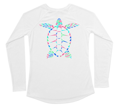 Womens Long Sleeve UV Tropical Sea Turtle Swim Shirt