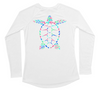 Womens Long Sleeve UV Tropical Sea Turtle Swim Shirt