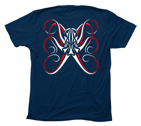 Octopus Red White and Blue Navy T-Shirt
