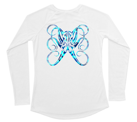 Womens Long Sleeve UV Water Camouflage Octopus Swim Shirt