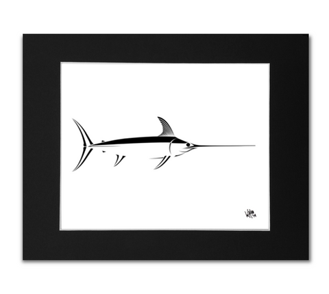 Swordfish Art Print | Black And White Billfish Wall Art