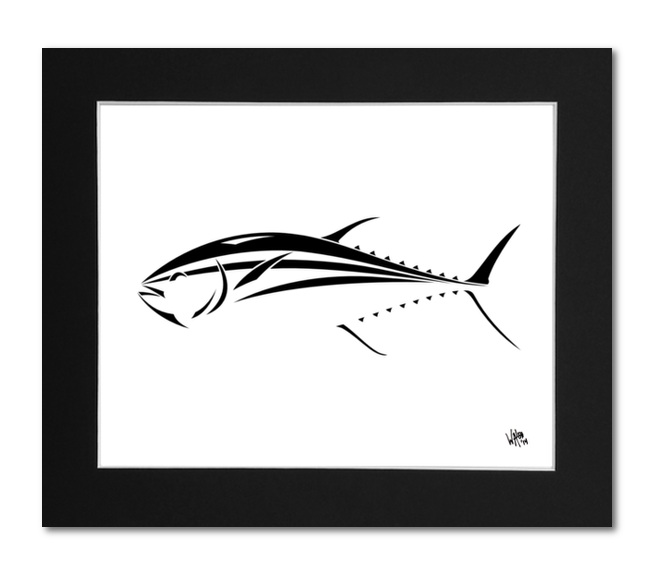 Bluefin Tuna Art Print - Black and White Tuna Design