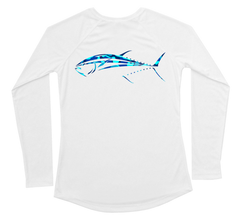 Womens Long Sleeve UV Water Camouflage Bluefin Tuna Swim Shirt