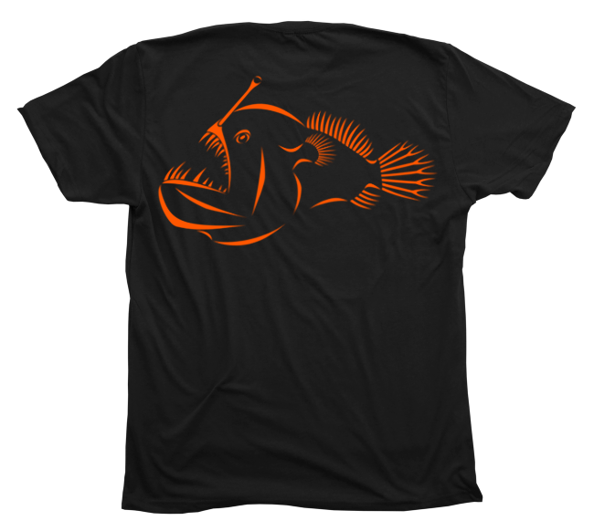 Anglerfish Black T-Shirt Orange Ink