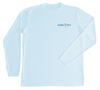 Front of Manta Ray arctic blue peformance shirt with Shark Zen logo on left chest in blue.