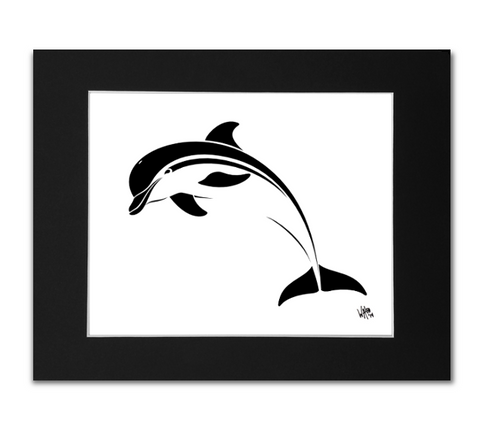 Dolphin Wall Art Print - Porpoise Black and White Abstract Artwork