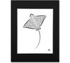 Spotted Eagle Ray Wall Art Print - Black and White Sting Ray Abstract Artwork