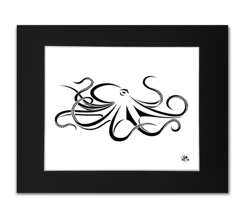 Giant Octopus Wall Art Print - Black and White Octopus Abstract Artwork