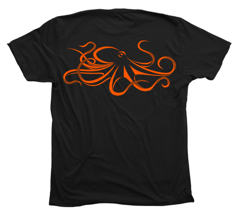 Giant Pacific Octopus T-Shirt [Back - BL / OR]
