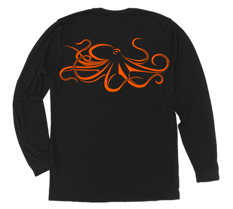 Giant Pacific Octopus Long Sleeve T-Shirt [Back - BL / OR]