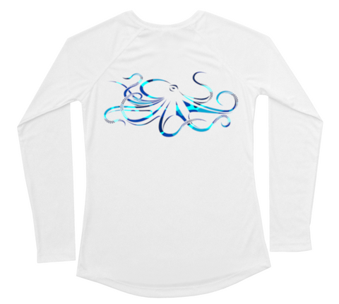 Womens Long Sleeve UV Water Camouflage Giant Octopus Swim Shirt