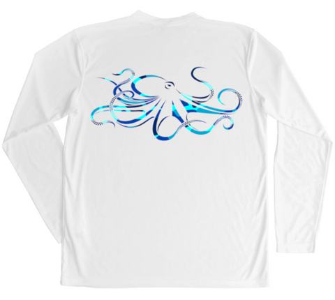 Men's Long Sleeve UV Water Camouflage Giant Octopus Swim Shirt