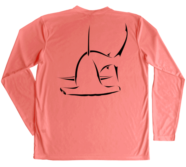 Great Hammerhead Performance Shirt with Great Hammerhead in black on salmon fabric
