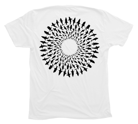 Great White Shark Mandala T-Shirt Build-A-Shirt (Back / WH)