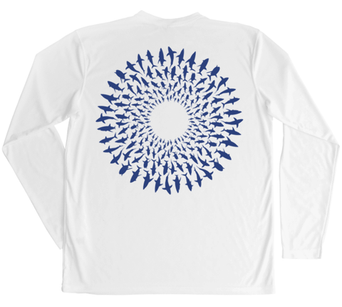 Great White Shark Mandala Performance Build-A-Shirt (Back / WH)
