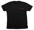 Mako Shark T-Shirt Shark Zen logo front left chest in orange on black fabric