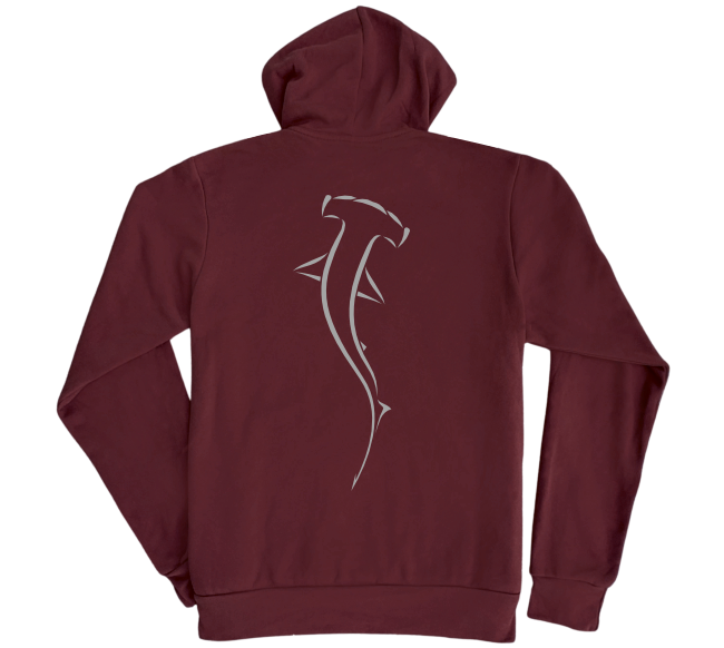 Hammerhead Shark Pullover Hoodie Maroon