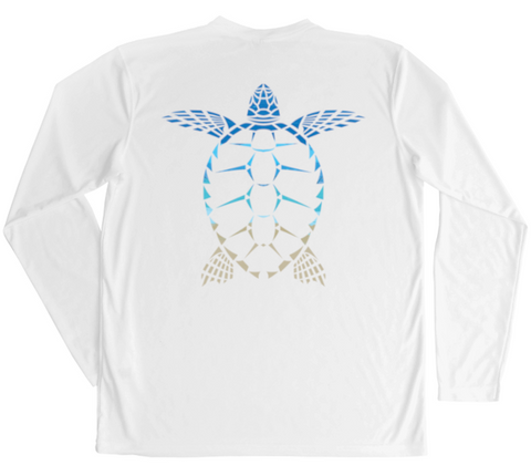 Loggerhead Sea Turtle Men's Long Sleeve UV Beachscape White Swim Shirt