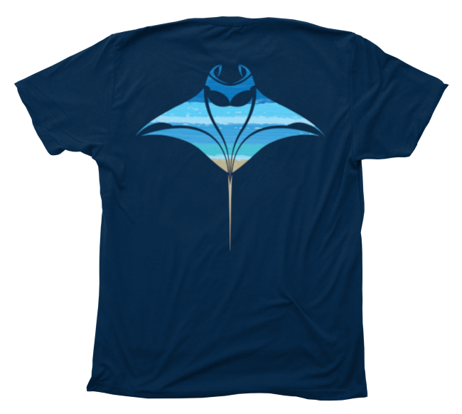 Manta Ray Beachscape Navy T-Shirt