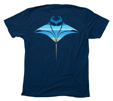 Manta Ray Beachscape Navy T-Shirt
