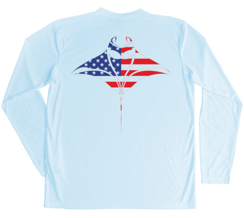 Manta Ray American Flag Swim Shirt