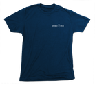 Front of Manta Ray navy short sleeve shirt with Shark Zen logo on left chest in white.