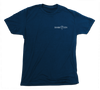 Front of Manta Ray navy short sleeve shirt with Shark Zen logo on left chest in white.