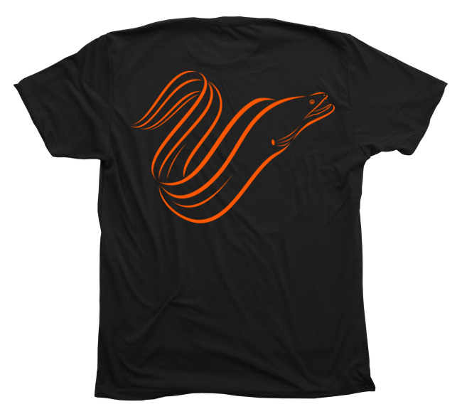 Moray Eel Black T-Shirt Orange Ink