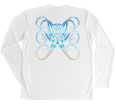 Octopus Men's Long Sleeve UV Beachscape White Swim Shirt