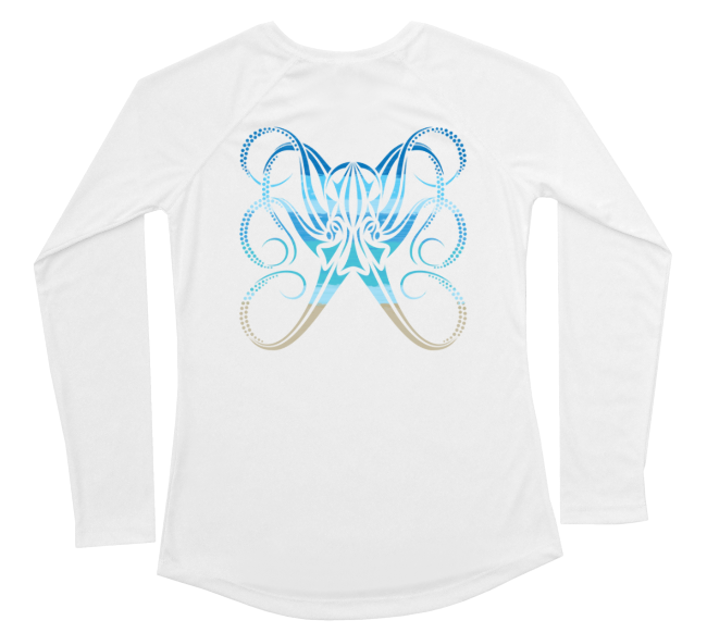 Octopus Womens Long Sleeve UV Beachscape White Swim Shirt