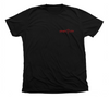 Front of black great white shark Reggae t-shirt, red Shark Zen logo on front left chest.