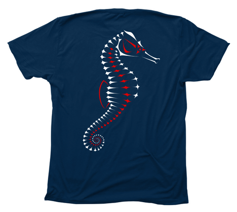 Seahorse Red White and Blue Navy T-Shirt