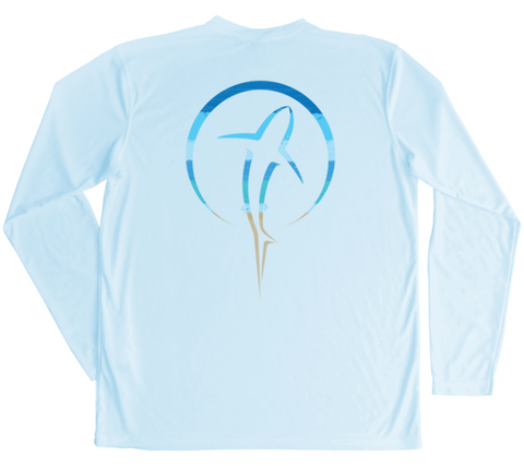 Shark Zen Men's Long Sleeve UV Beachscape Arctic Blue Swim Shirt
