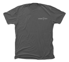 Leopard Shark T-Shirt front view with small Shark Zen logo printed on the left chest of a dark grey shirt.
